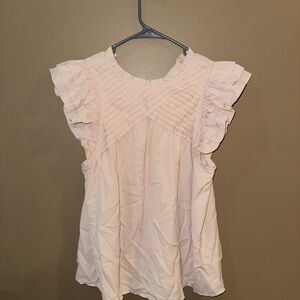 entro Light Pink Ruffled Sleeveless Blouse